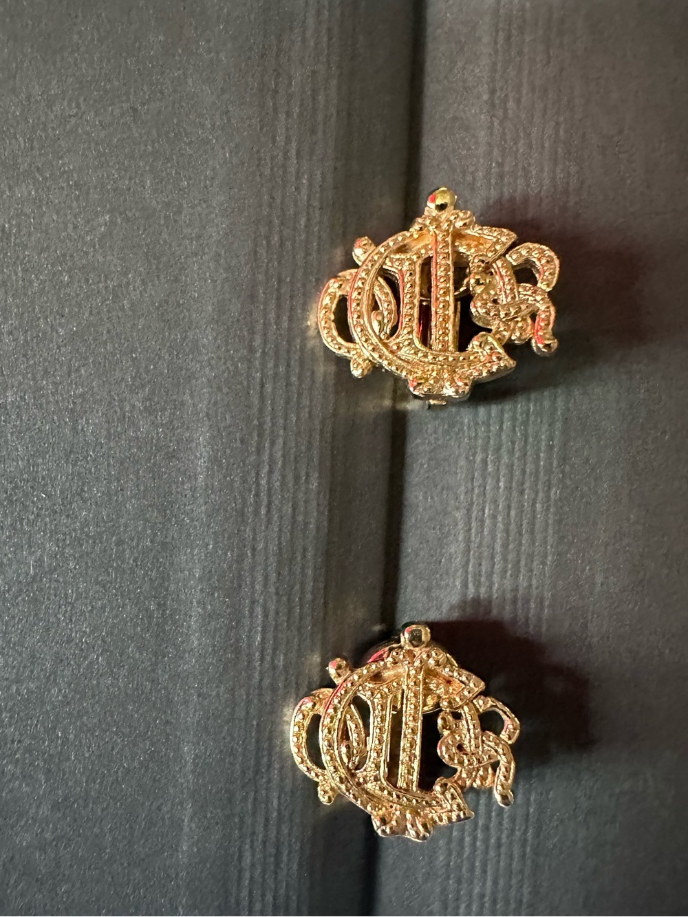 Christian Dior Gold Tone CD Monogram Clip On Earrings